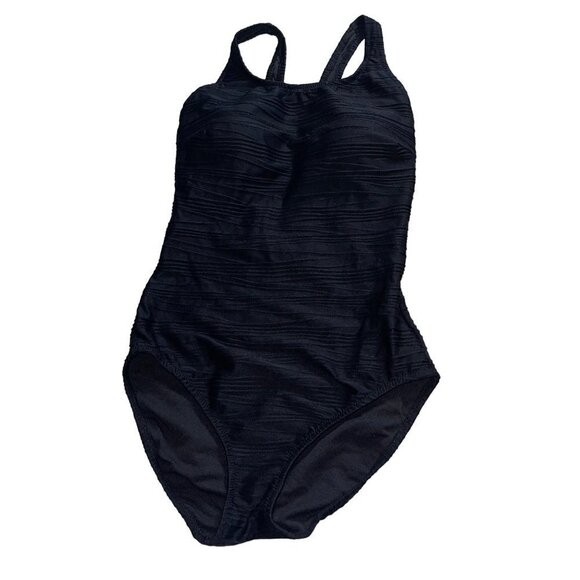 Gottex Vintage Womens One Piece Swimsuit Size 10 Black Textured Low Back Classic - Picture 12 of 13
